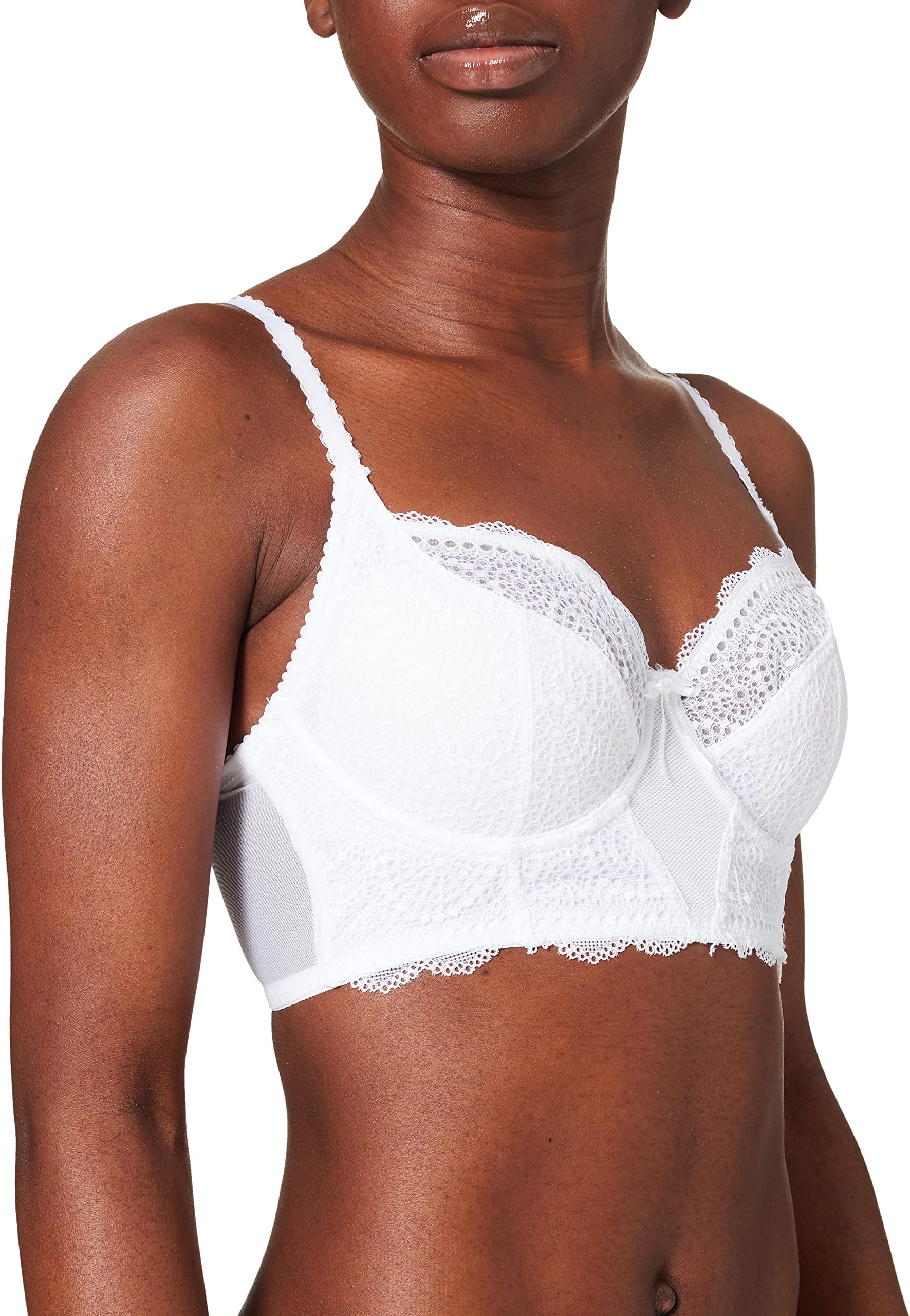Pour Moi? Women's Eclipse Longline Underwired Bra Non-Padded Wired, White (White White), (Size:32C)
