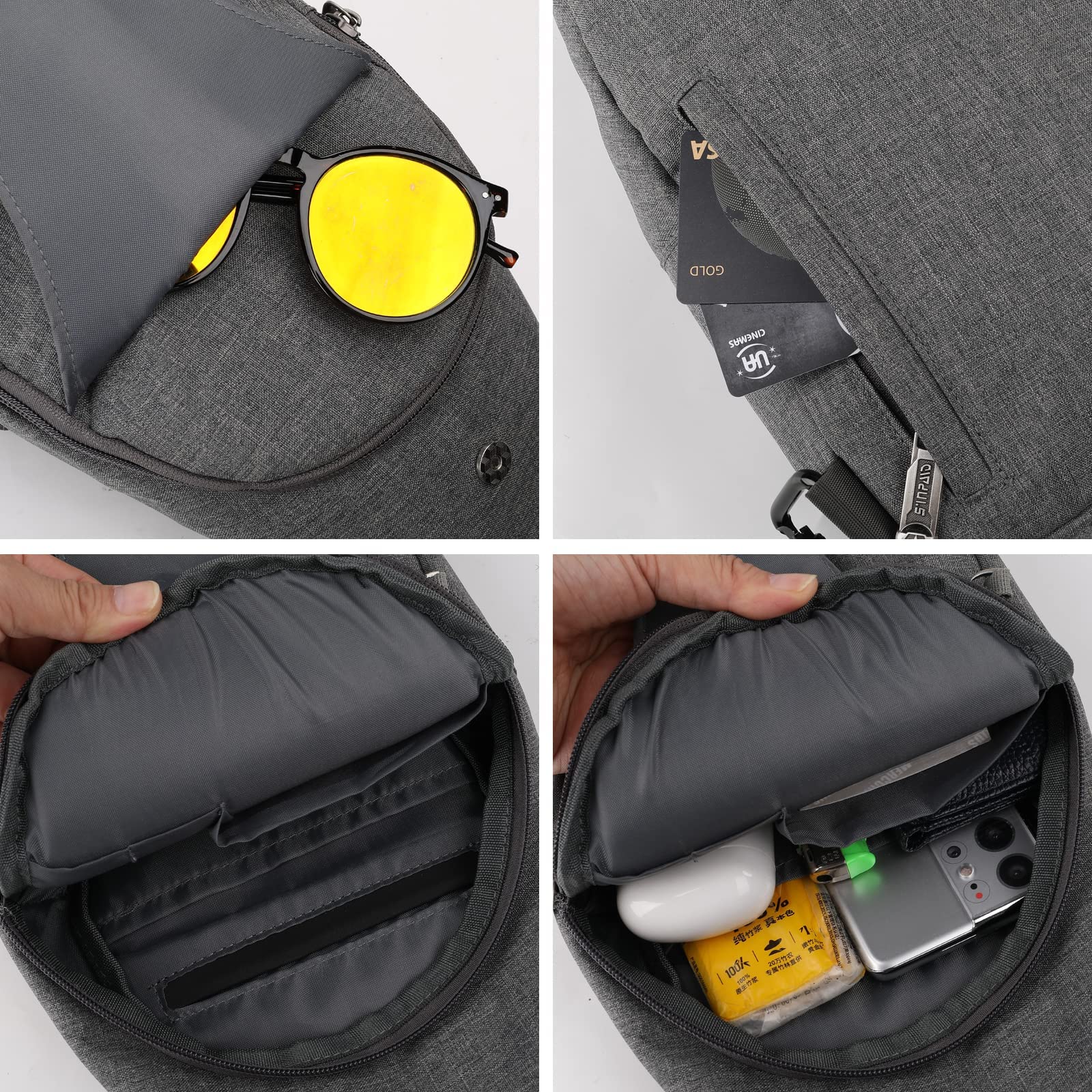 Waterfly Mochila Cruzada Bandolera de Pecho | bolso de hombro pequeño, ciclismo, deportivo, viaje, para hombre y mujer, ligero