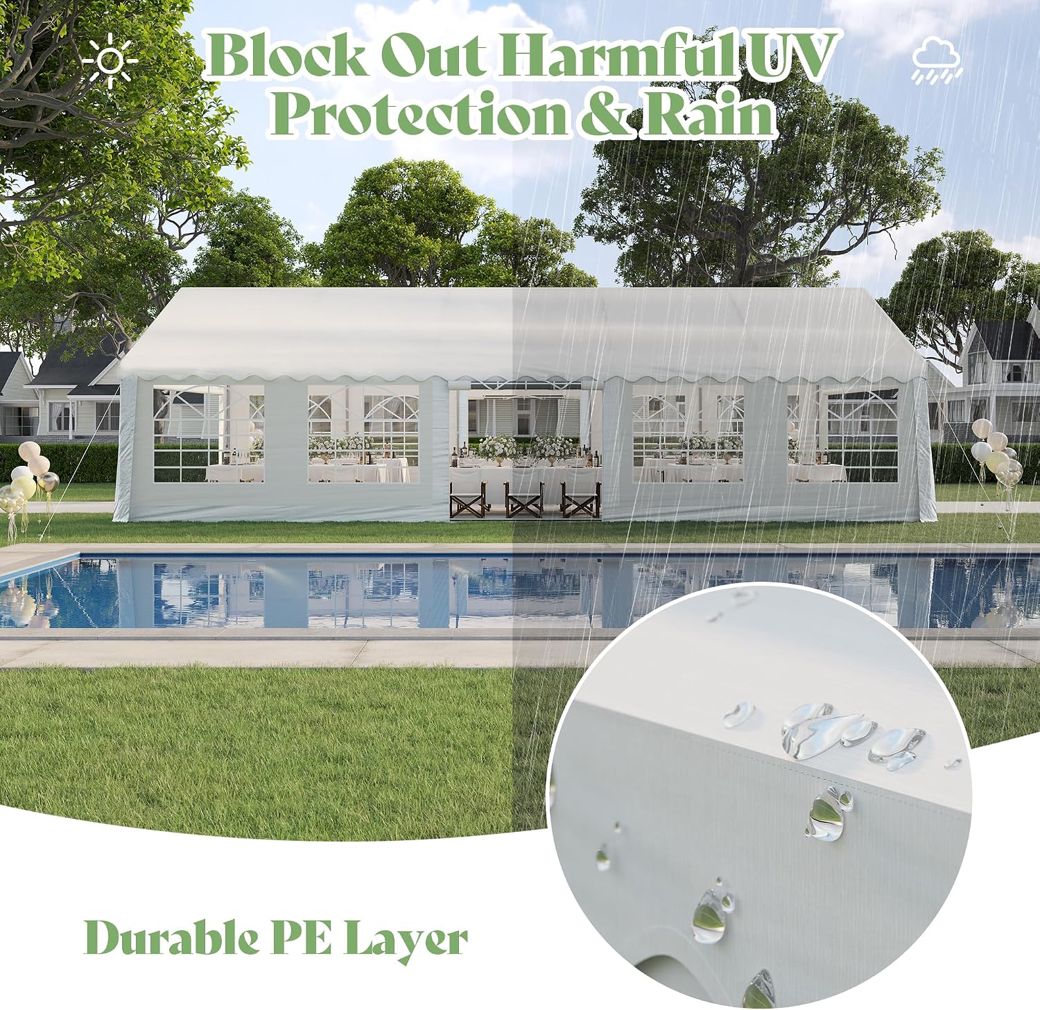 AMERLIFE 16x32 FT Party Tent with Sidewalls, Large Heavy-Duty Tents for Parties/Carport, Carpas para Fiestas Easy Set up, Waterproof Outdoor Event Canopy, Weddings, Patio Camping Gazebo, White