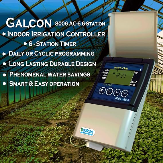 AC-6 Galcon Four Station Irrigation Controller for Indoor Installation Controlling Sprinklers, Drip or Soaker Irrigation
