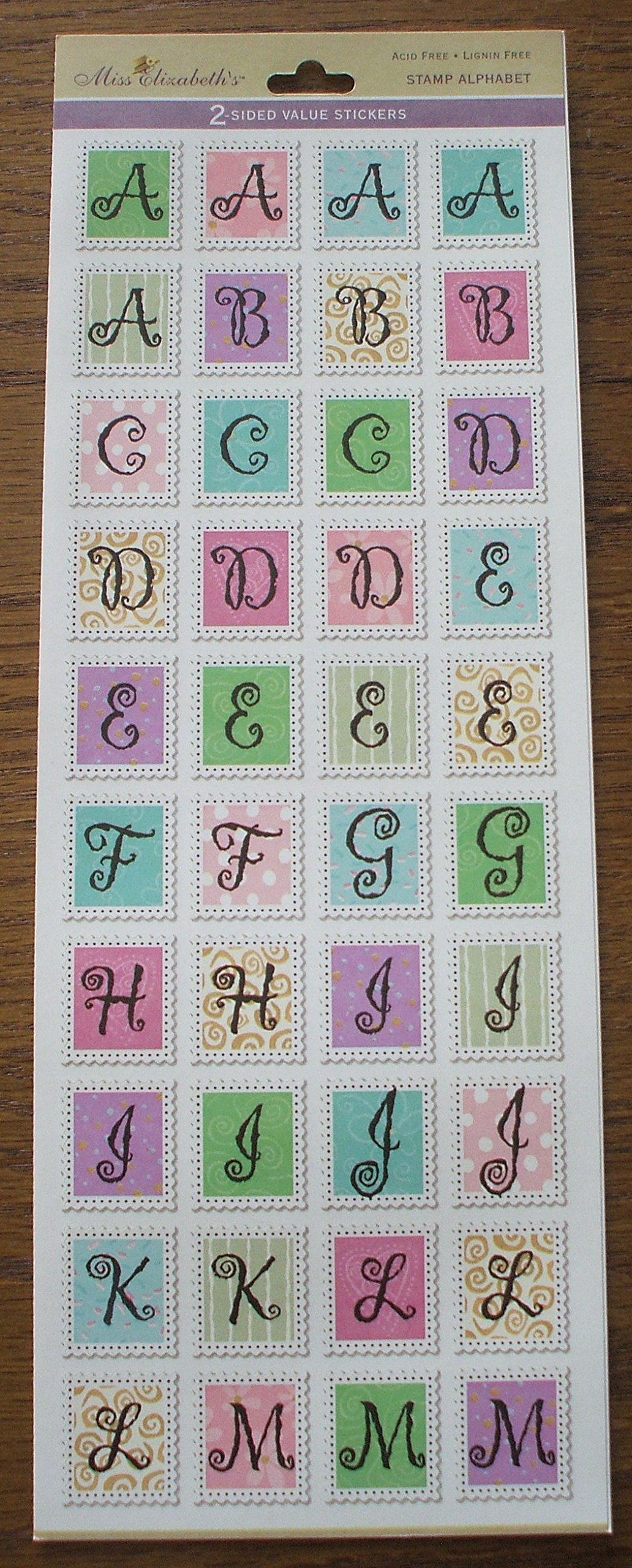Miss Elizabeth's 2 Sided Stickers - Stamp Alphabet