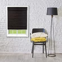 Radiance Cordless Bamboo Roman Shades for Windows - Flatweave Bamboo Blinds for Reduce Bright Light - Easy to Lift & Fold Up Window Shades - Espresso - 35 in. W x 48 in. L - 02208846E