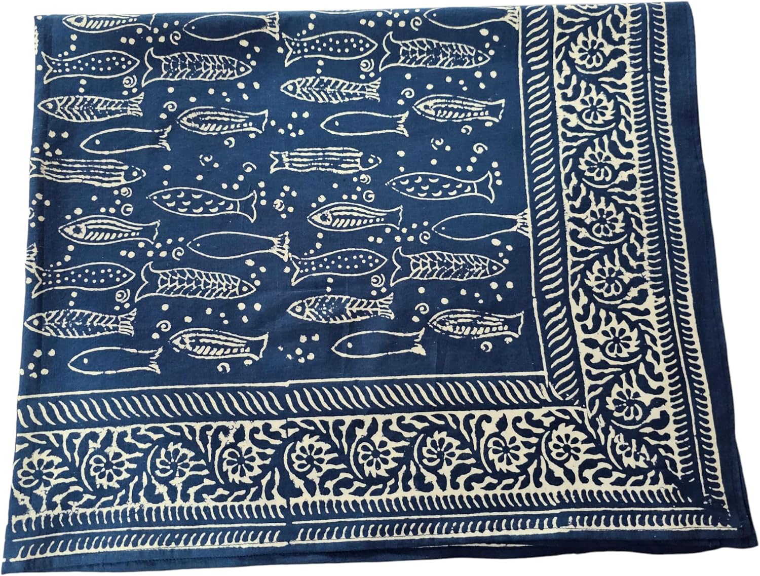 Indigo Blue Cotton Pareo Hand Dyed Scarves Indian Hand Block Print Sarong, Size 44x72 Inch - Image 5