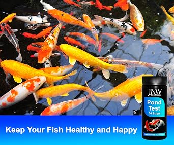 JNW Direct Pond Water Test Kit for Ponds - 7 in 1 Test Strips [50 Pack] | Includes 50 pond test strips for pH, chlorine, nitrite, nitrate, hardness and alkalinity with fast accurate results.