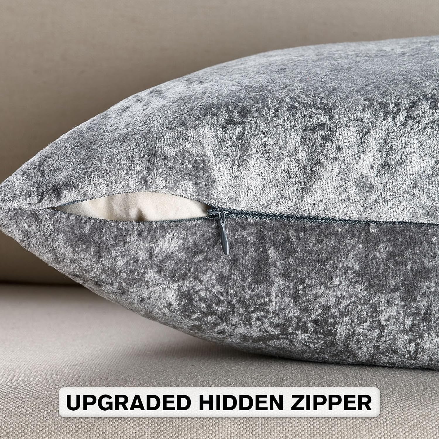 FUTEI Dark Grey Flannel Throw Pillow Covers 18x18 Inch Set of 2,Soft Crushed Dimensional Textured Cushion Cases,Modern Home Decor for Couch Living Room - Image 3