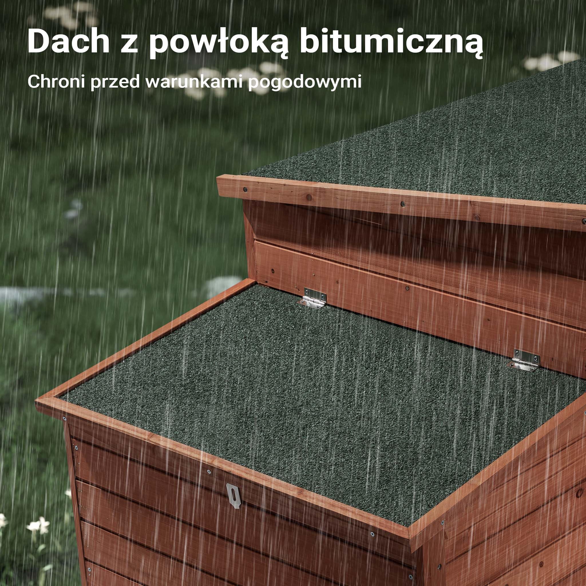 Kurnik klatka drewniana 136x74x70cm ze skrzynką lęgową wysuwaną tacą do czyszczenia czerwono-brązowy