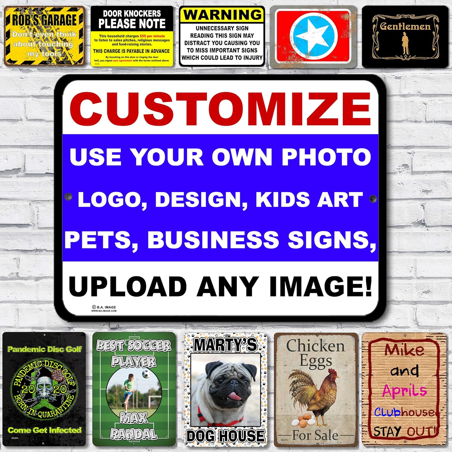 Personalized custom Aluminum Metal Sign With Your Own Image, Photo, Pets, Kids Art or Business logo (16x24 inches, Vertical)