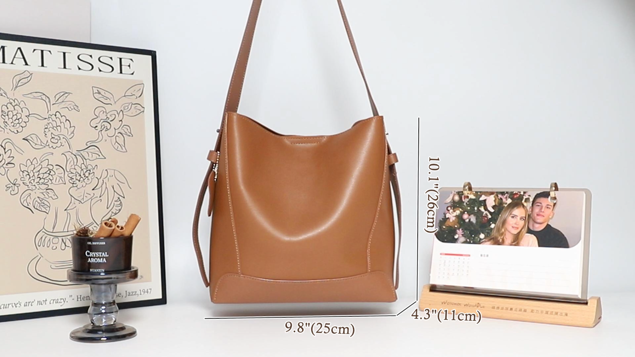 Bolso Tote de Cuero Genuino para Mujer 9.8x4.3x10.1 pulgadas miniatura 7