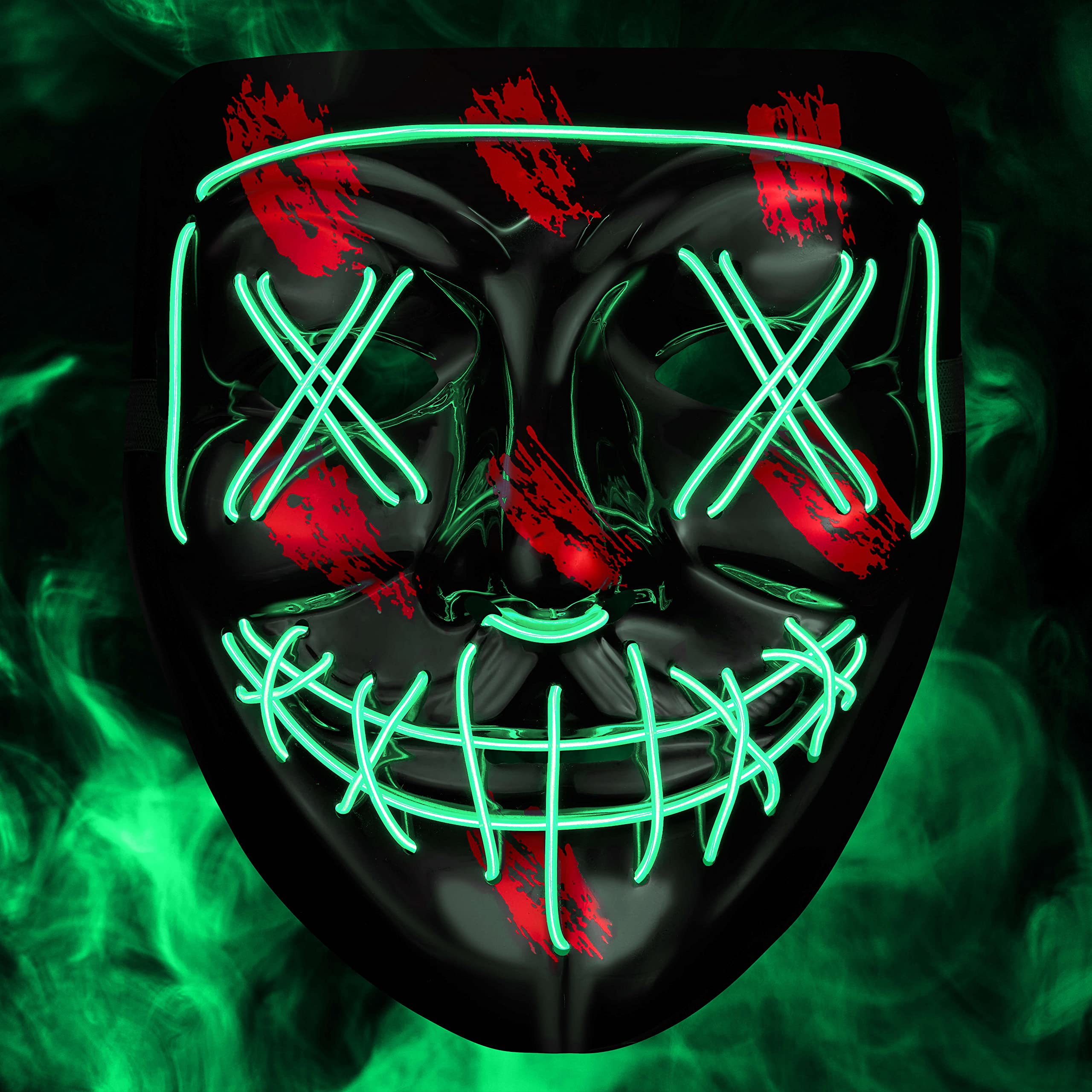 Balinco LED mask with 3 light modes - perfect for techno DJ, Green