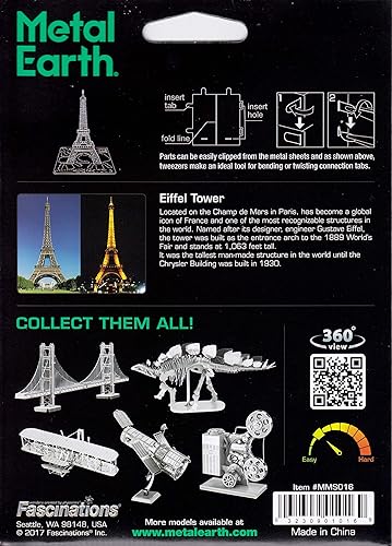 Miniatura 7 de Juego de modelo de Torre Eiffel metálico, Fascinations Metal Earth 3D