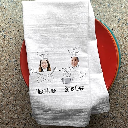 Miniatura 10 de sockprints Toalla de cocina personalizada para aspirantes a chefs de televisión, para mujeres, juego de toallas de cocina divertidas. 100% algodón