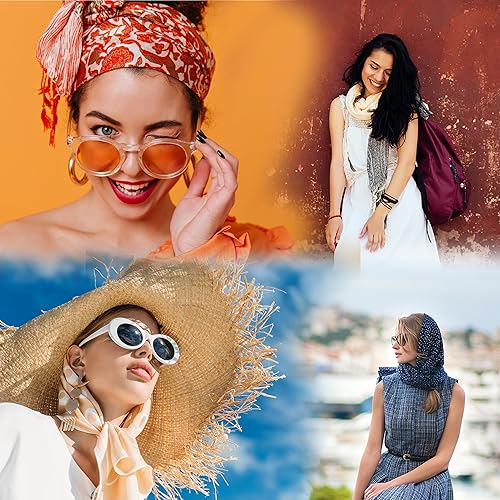 Miniatura 5 de YOUR SMILE - Bufanda bohemia grande para mujer, bufandas ligeras con estampado floral, para otoño e invierno, a la moda, con flecos