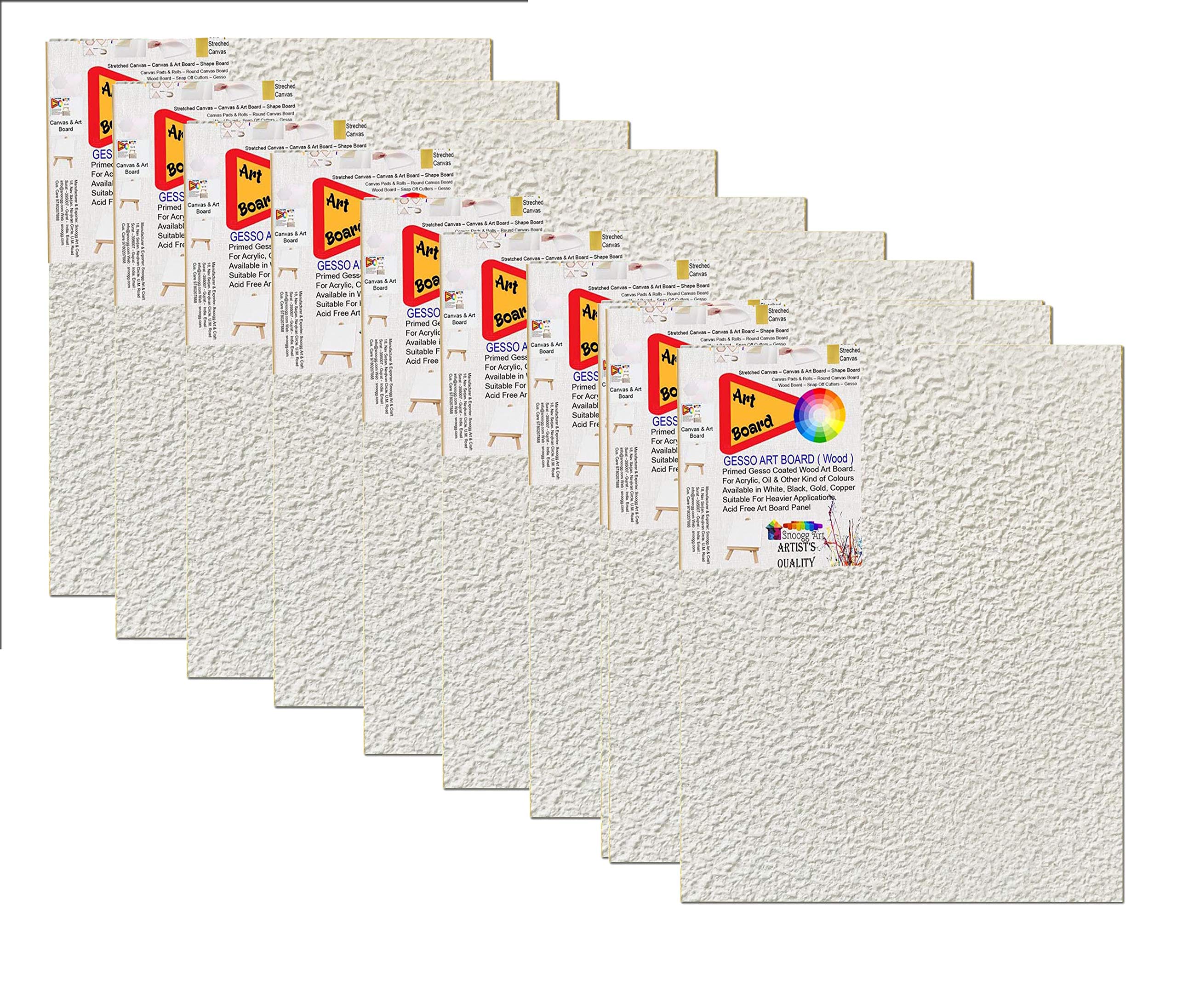 SNOOGG Artist Textured Square Wood Art Board Panel Gessoo Primed Ready for Painting with Acrylic, Oil, Mixed Media, Watercolors. 10x12 Inch Pack of 10-image-32