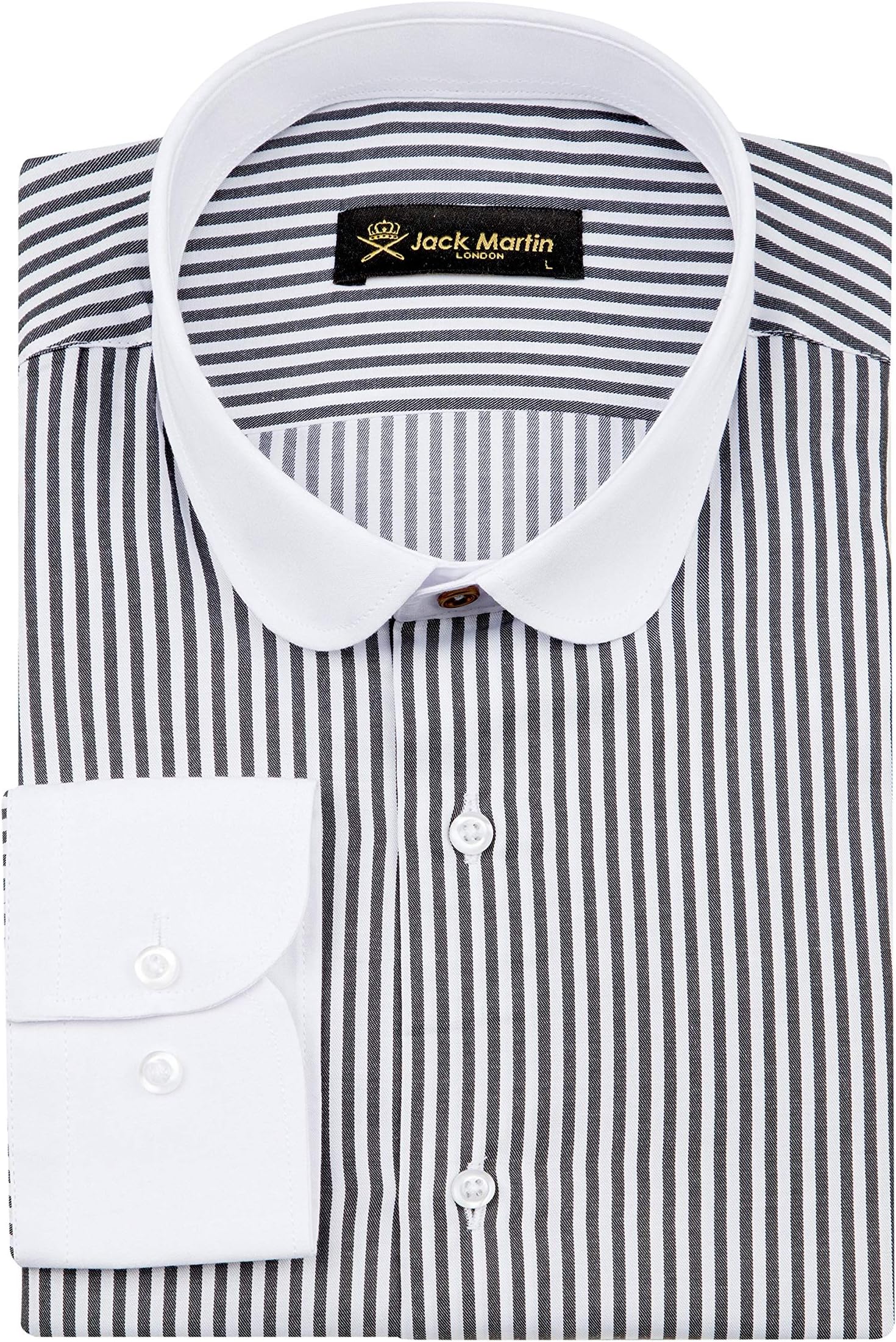 Jack Martin LondonJack Martin - Stripe Shirt with Club Collar - Mens 1920s Party, Wedding & Business Shirts