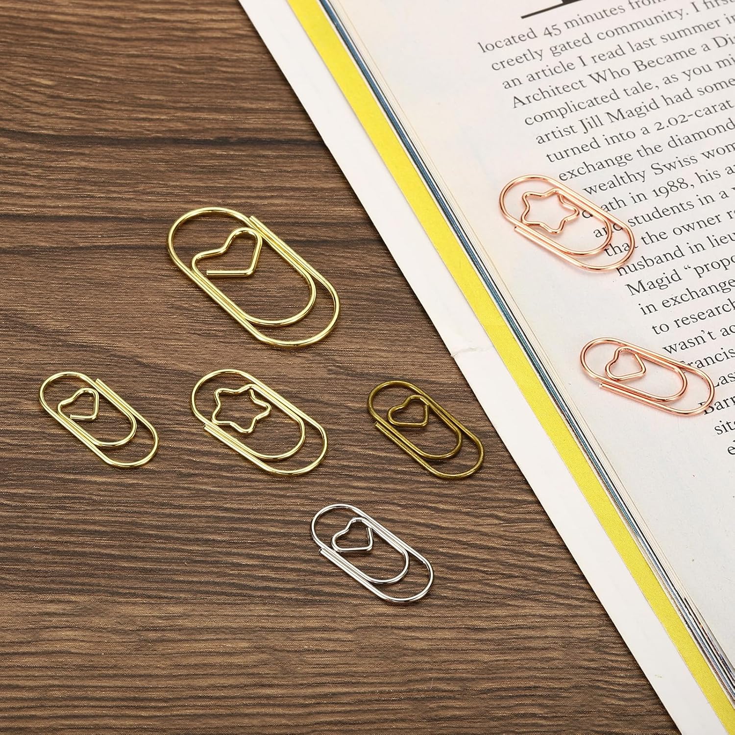 MECCANIXITY Paper Clip Heart-Shaped Cute Decorative Fun Clips Bookmarks 2 Inch Blue for Organize Office Home, Pack of 50