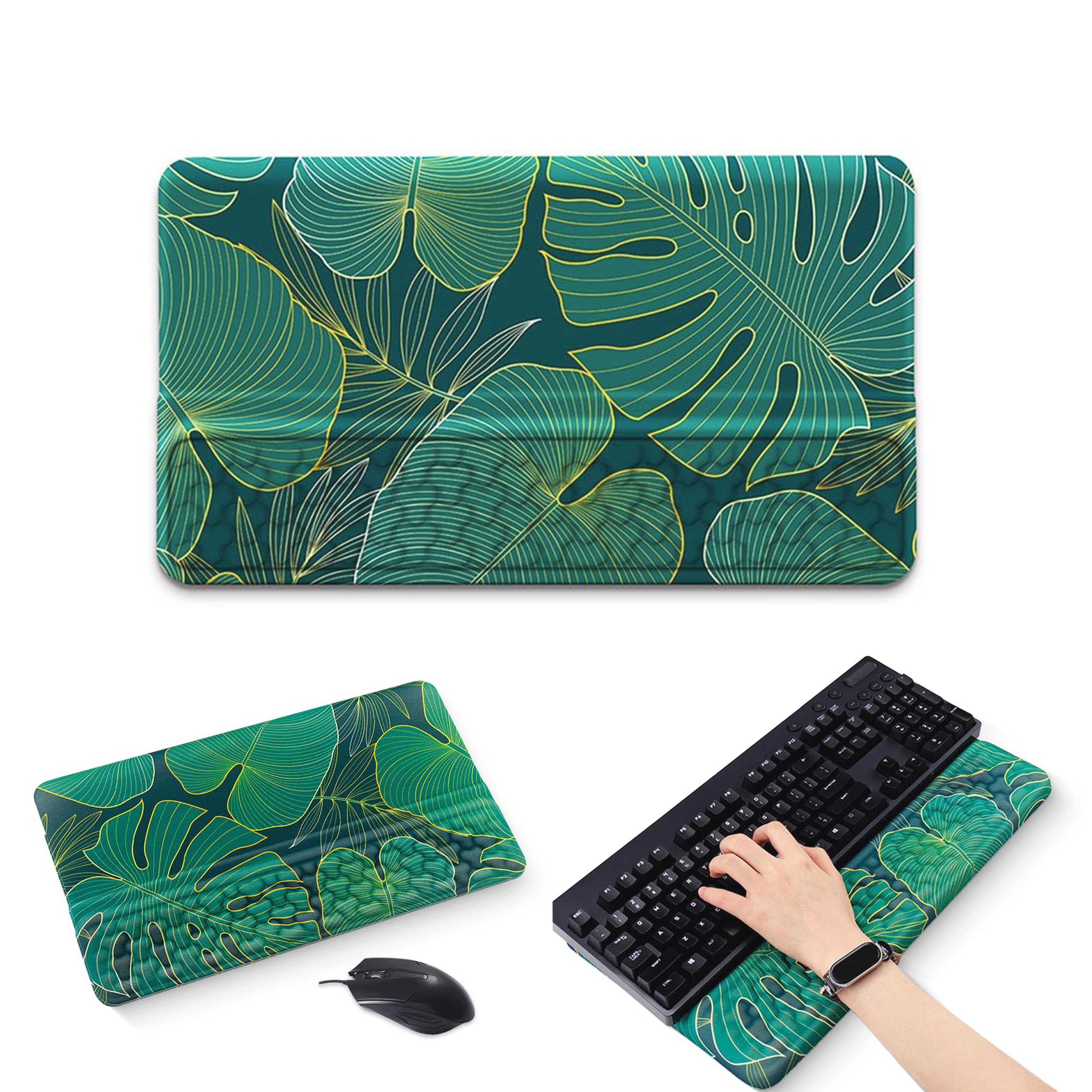 Keyboard Stand Pad with Wrist Rest, Ergonomic Riser Holder with Memory Foam Palm Support for Office, Home, Gaming & School (Green)
