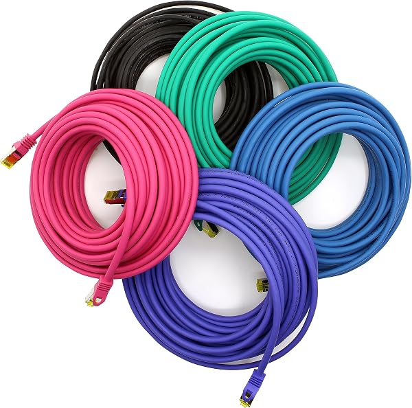 1aTTack.de Câble Réseau Cat7 Cat 7 10 GB/s SFTP - 5x 1m - RJ45 Ethernet LAN DSL Routeur Modem - 5 couleurs 02 - 4