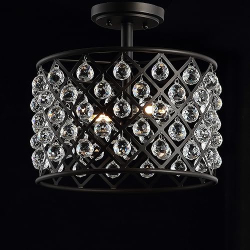 Miniatura 7 de JONATHAN Y JYL9023A Gabrielle 14.5" cristal / metal LED montaje semiempotrado, contemporáneo, transicional, glamour para cocina, sala de estar,