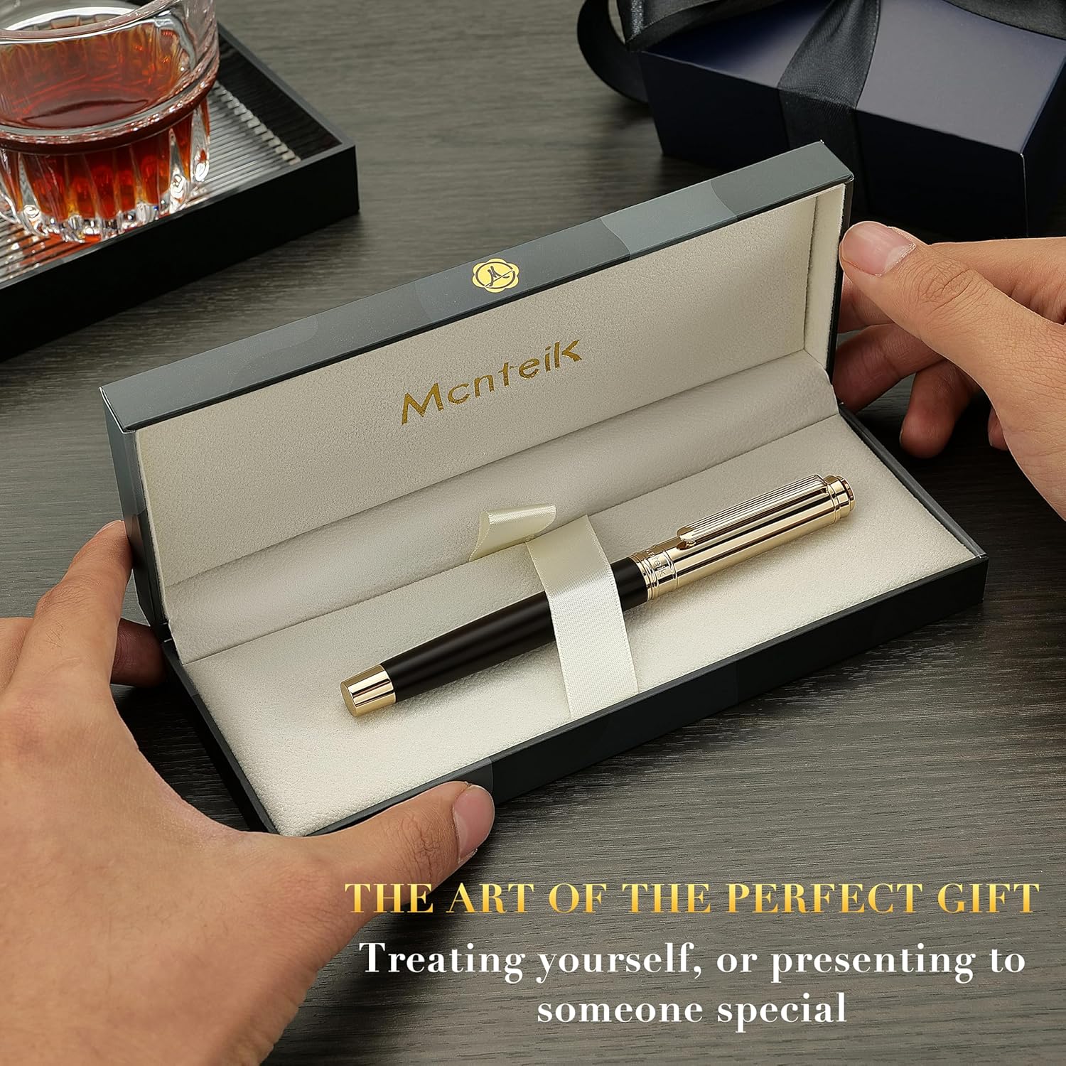 316 Luxury Journaling Pen, Nice Natural Wood for Writing, 24K Gold Accents, Schmidt refill, Fancy Rollerball, Wooden Gift Set for Men & Women, Executive & Graduation Work Christmas Pens-Blackwood - Image 8