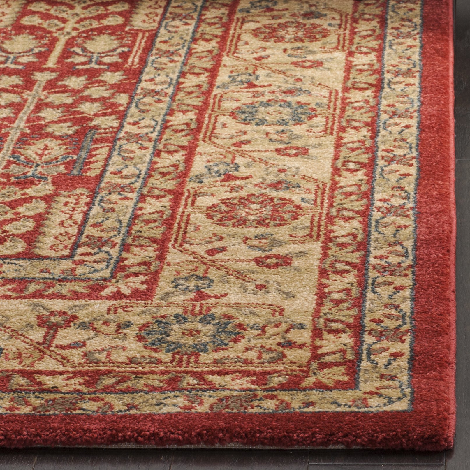 SAFAVIEH Tapis Traditionnel Pour Salon, Salle à manger, Chambre à coucher - Mahal Collection, Tapis à poil court, Rouge et Naturel, 122 X 170 cm