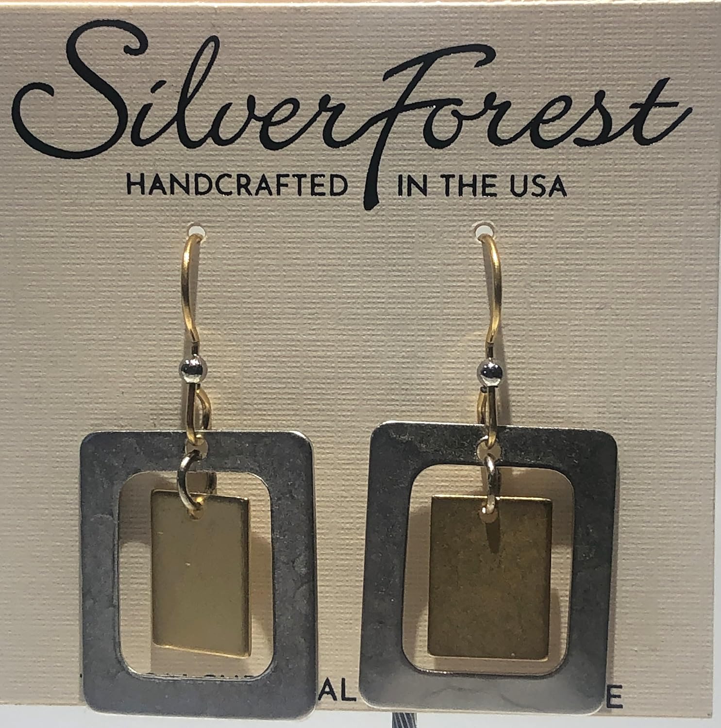 Silver Forest Hammered Rectangle Duo Pierced Earrings NE-2401 - Image 4