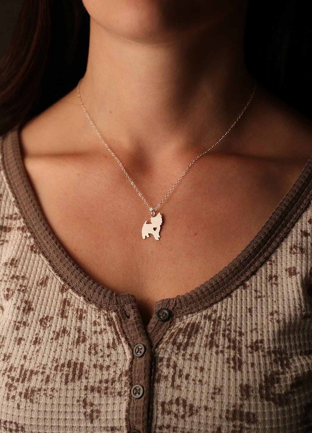 DistinctlyIvy Yorkie Dog Necklace - IBD - Yorkshie Terrier - Personalize Name Date - Pendant Size Options - Sterling Silver 14K Rose Gold Filled Charm