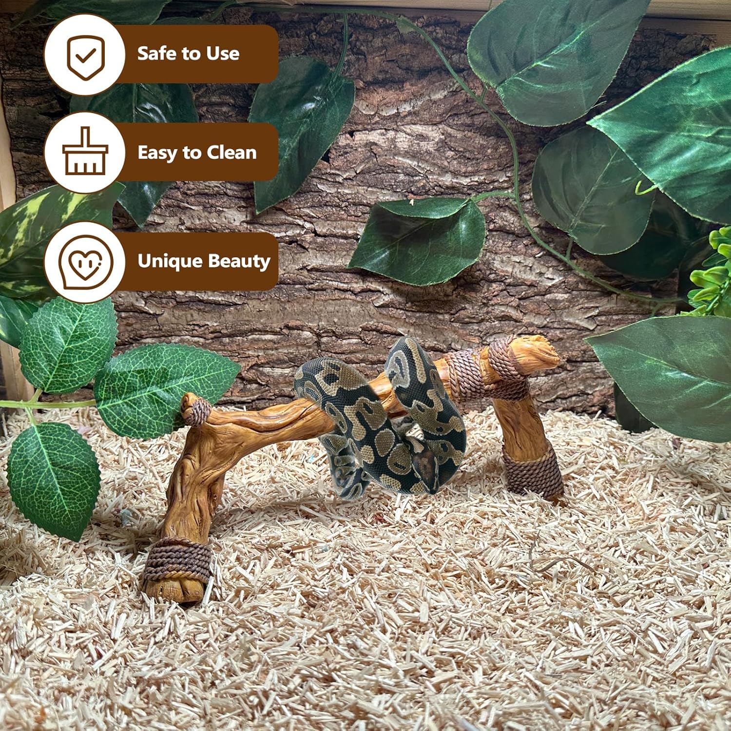 Tfwadmx Snake Climbing Branch,Resin Reptile Wood Trunk Branches Decor,Reptile Terrarium Climbing Accessories Decoration for Geckos, Lizards,Tarantulas,Hermit Crab,Frogs