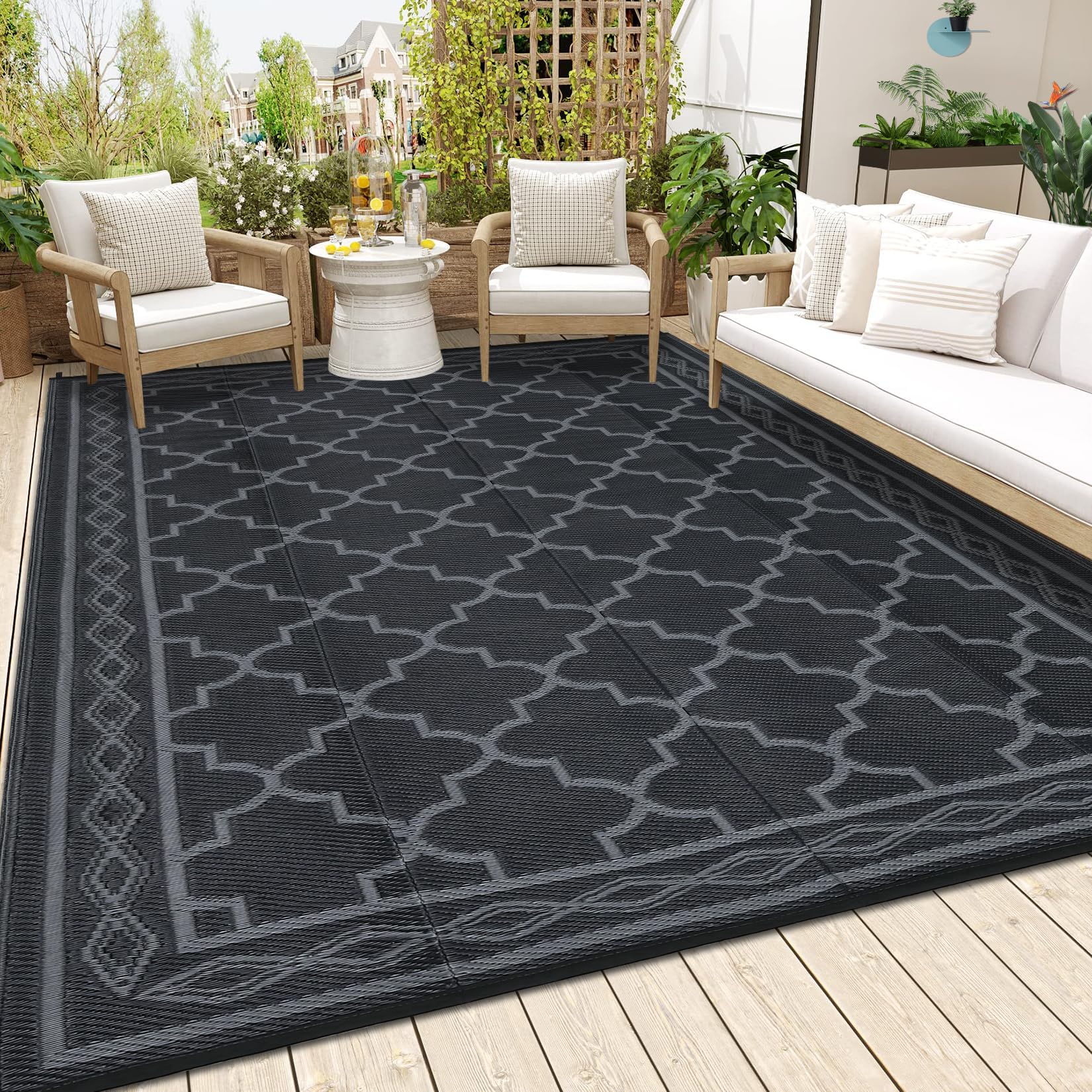 Tapis de paille en plastique pour extérieur réversible 23x31 cm imperméable camping-car