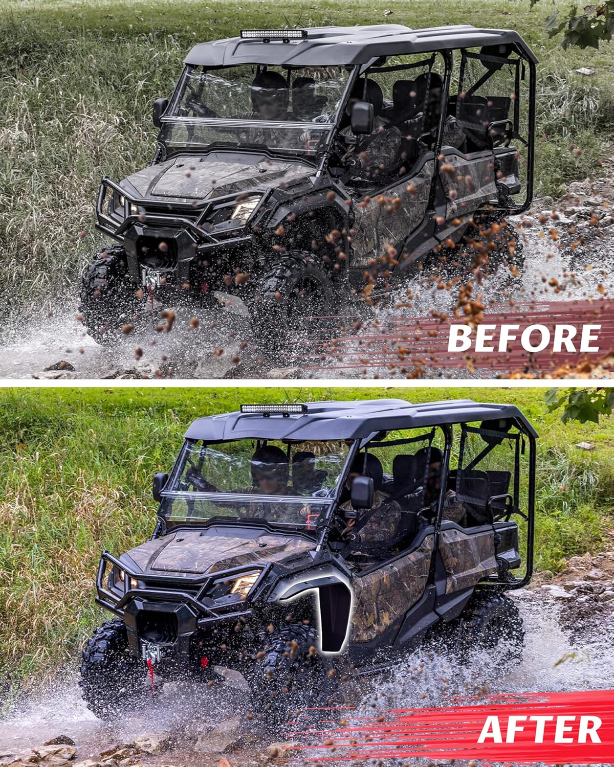 SAUTVS Front Fender Flares Compatible with Honda Pioneer 1000-3 1000-5 1000-6 2016-2025 Accessories, Extended Wider Front Mud Guards Mud Flaps, Easy Installation, Full Protection