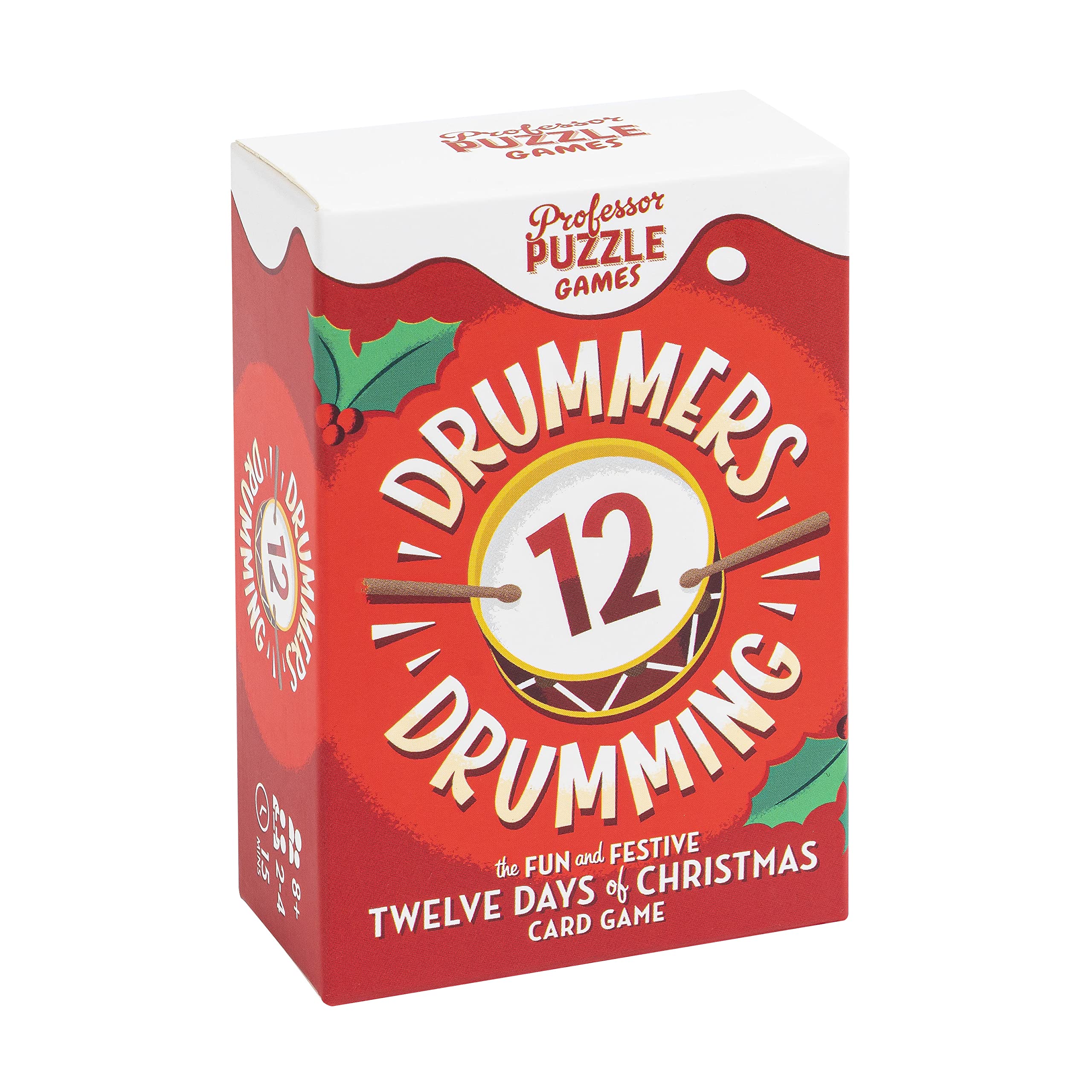 Professor PUZZLE | 12 Drummers Drumming | Card Game | Ages 8+ | 2-4 Players | 15+ Minutes Playing Time