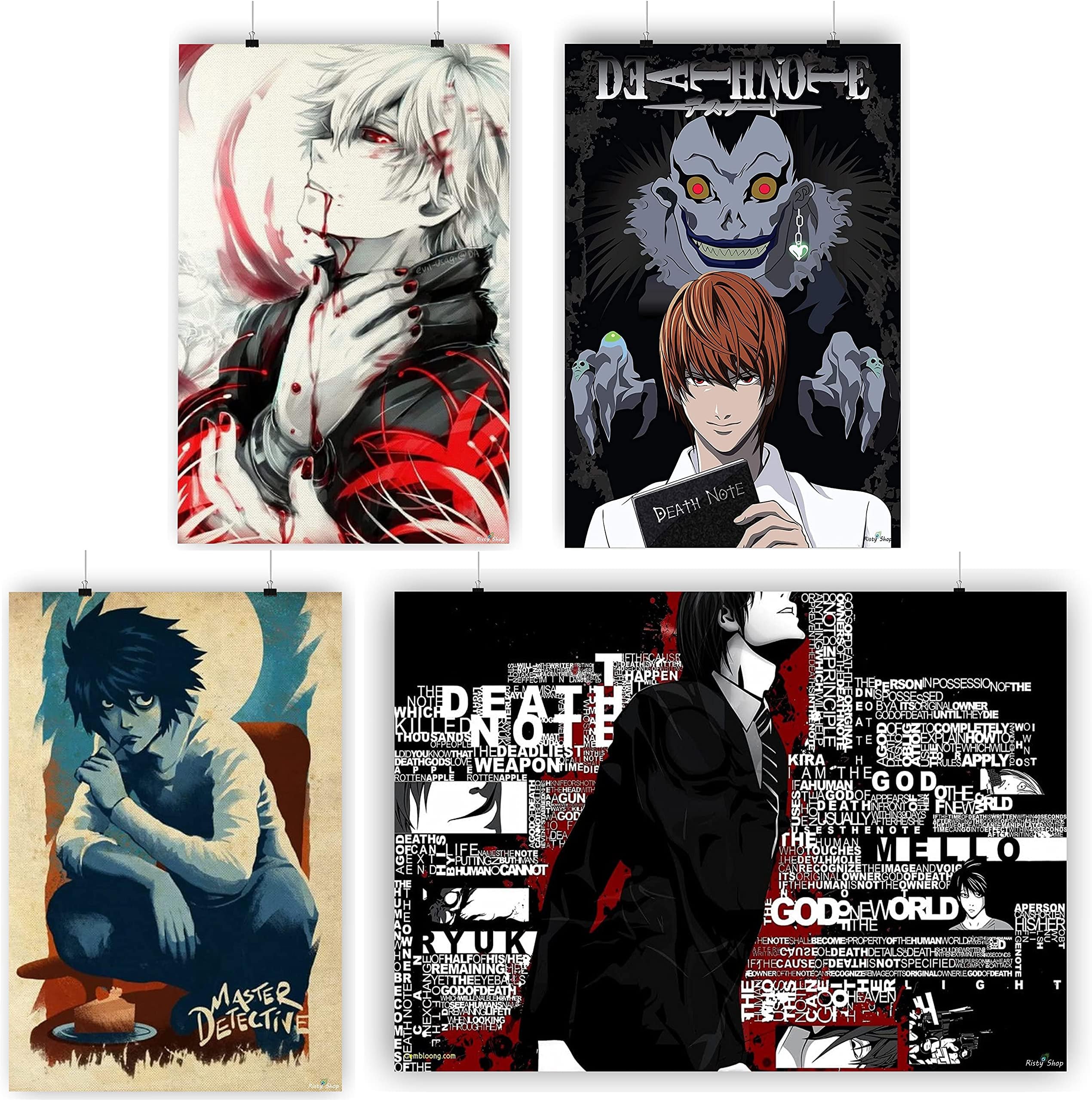 Risty Shop High Definition Combo 369 Pack of 4 Superhero Jujutsu Manga Anime Poster Wall Decoration,Quality 301gsm,Merchandise,Non Toxic Ink,matt Finish Large Size 12x18 inch,No Frame.Gift