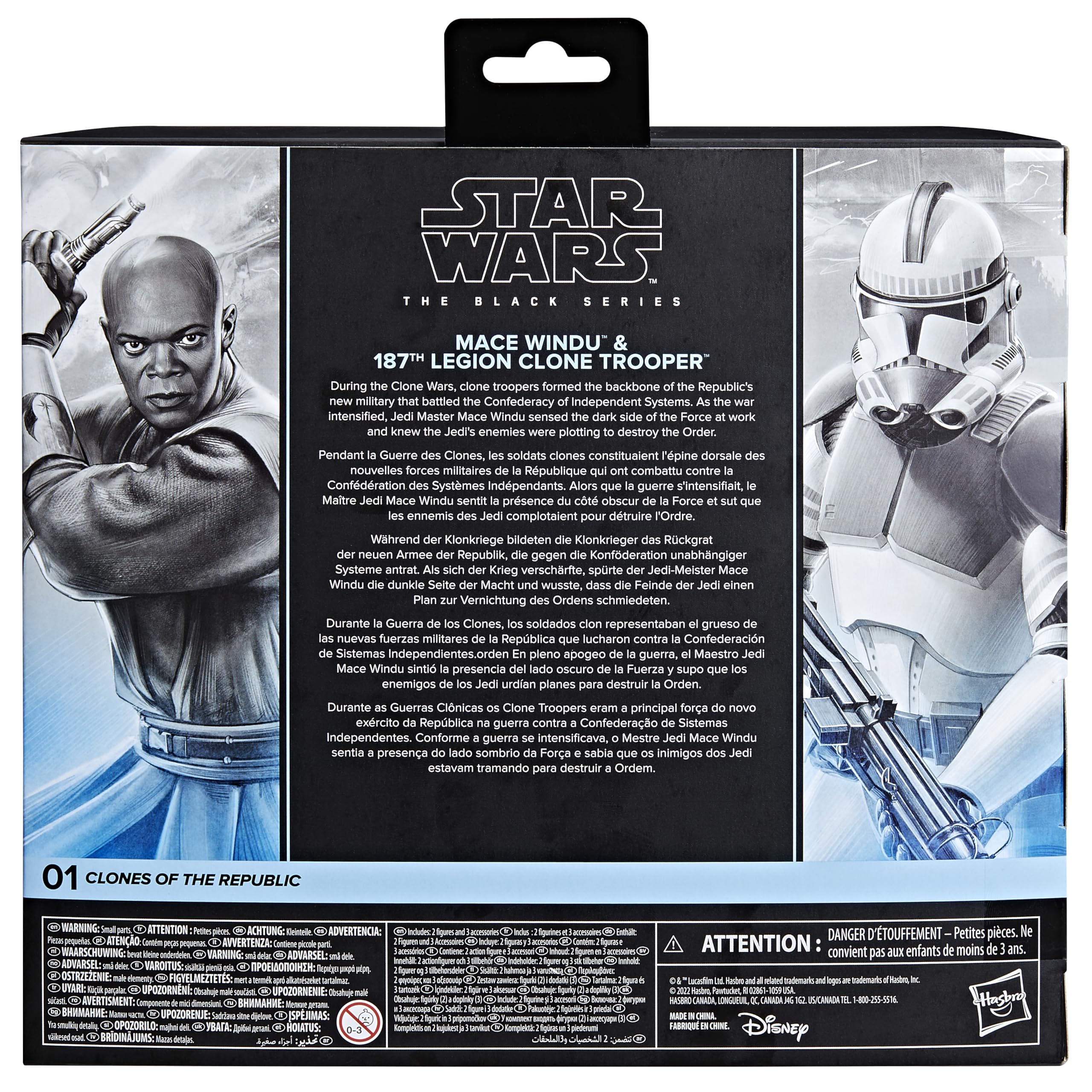 STAR WARS The Black Series Mace Windu y 187th Legion Clone Trooper figura de acción a escala de 6 pulgadas, juego de clones de la república (G0212)