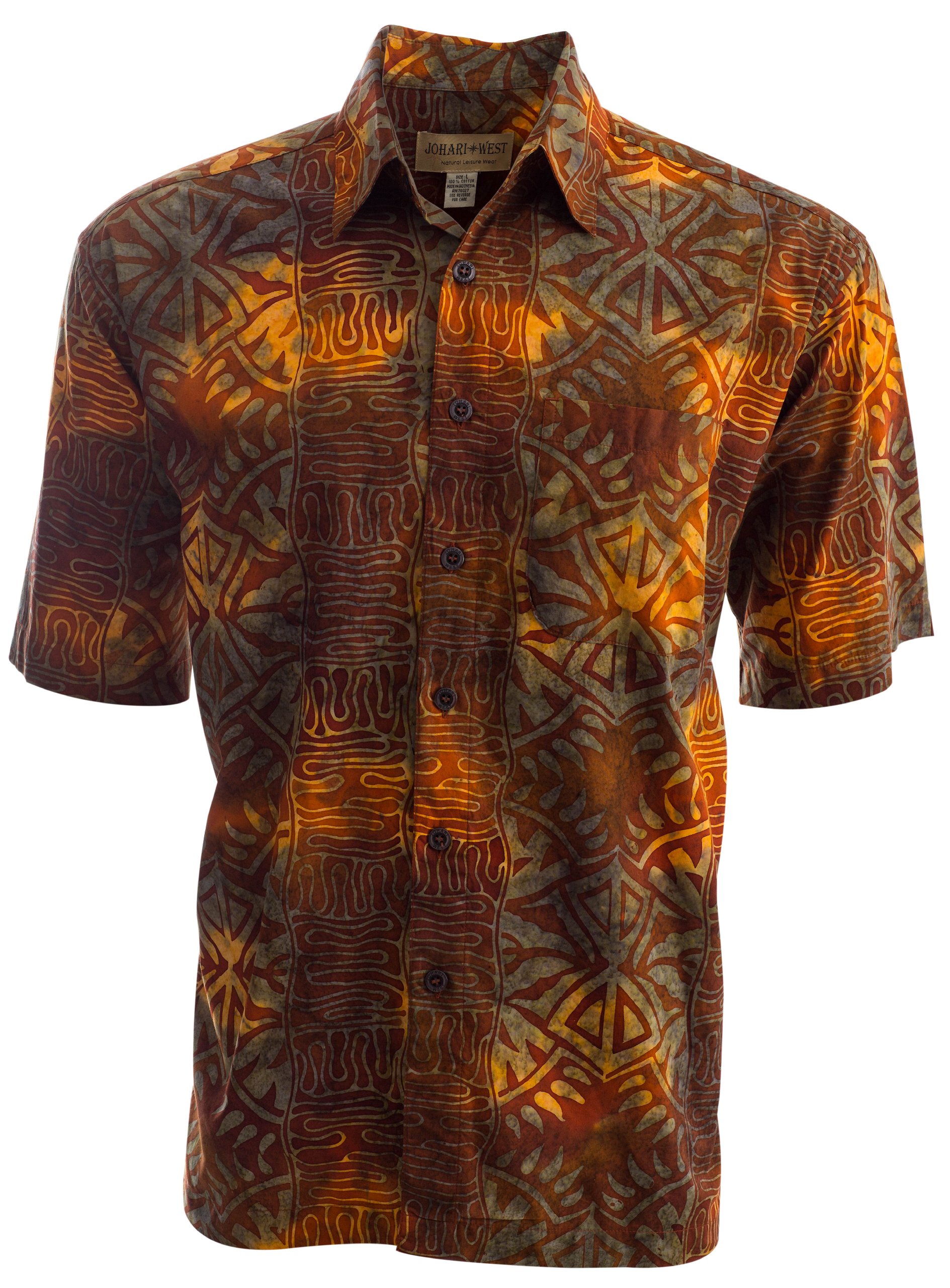 Hawaiian Shirt for Men Casual Button Down Short Sleeve Cotton Summer Batik Aloha Shirt