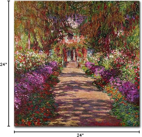Miniatura 11 de Un camino en el jardín de Monet, obra de Claude Monet, arte de pared en lienzo de 24 x 24 pulgadas