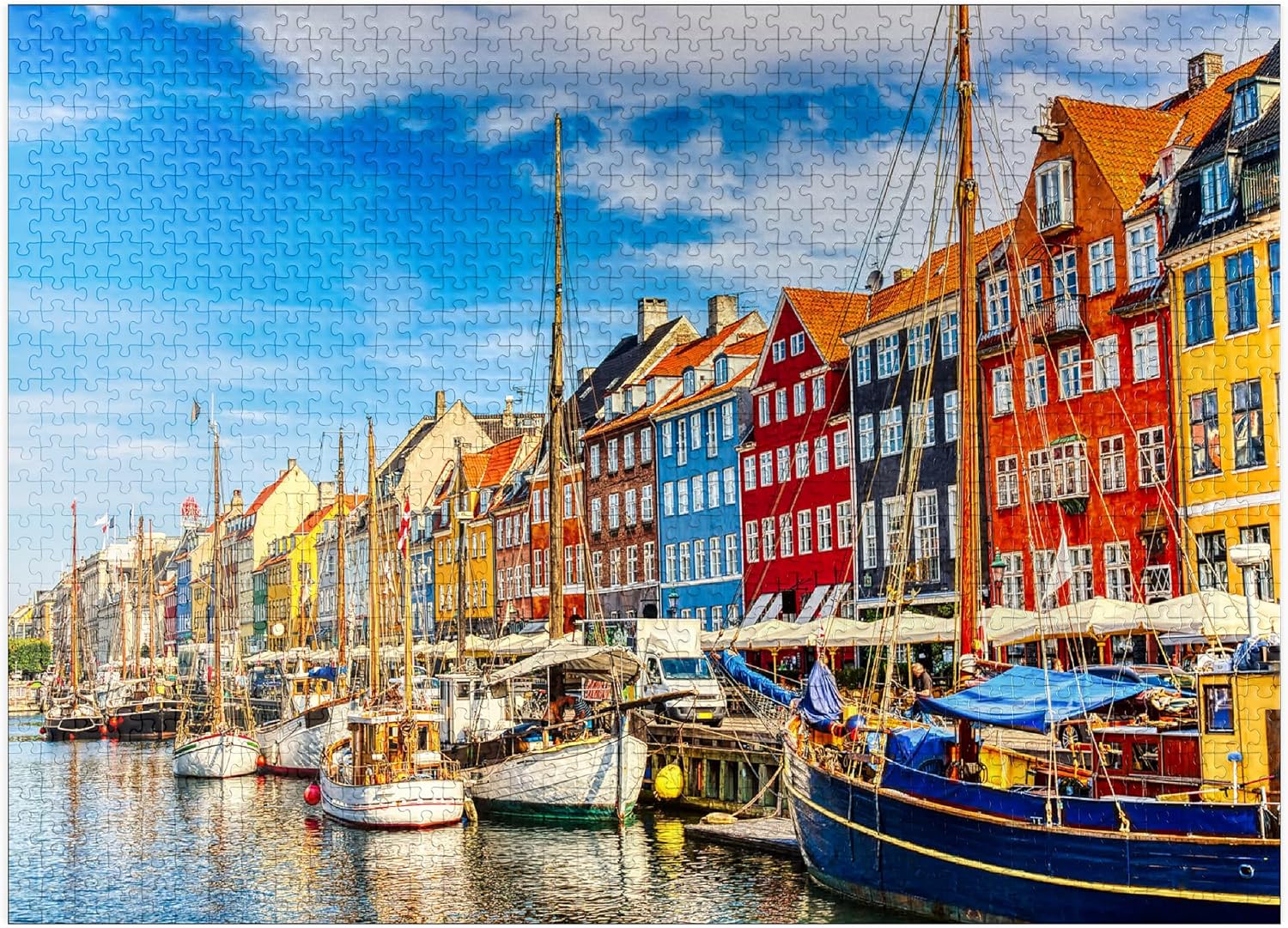 MyPuzzle Nyhavn Harbor in The Center of Copenhagen, Denmark - Premium 1000 Piece Jigsaw Puzzle for Adults