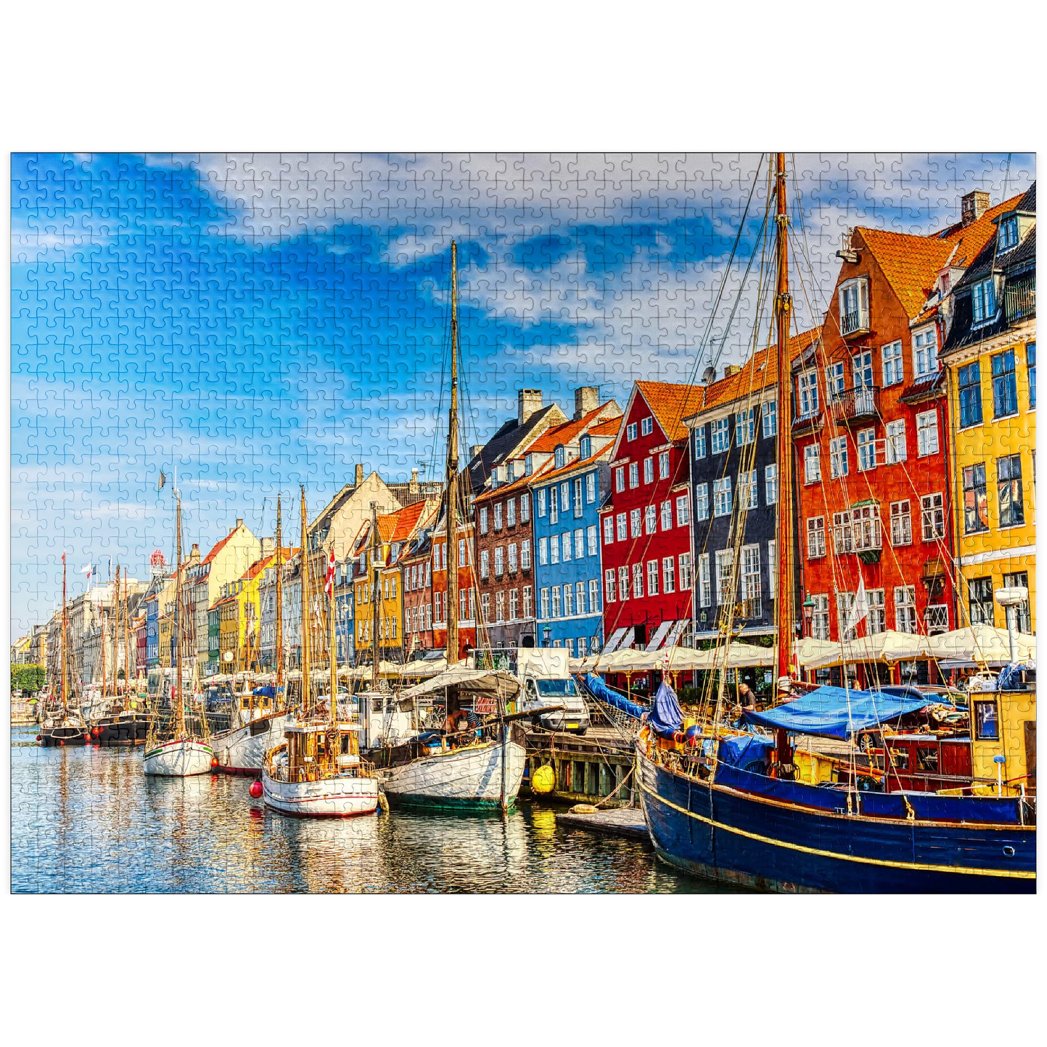 MyPuzzle Nyhavn Harbor in The Center of Copenhagen, Denmark - Premium 1000 Piece Jigsaw Puzzle for Adults