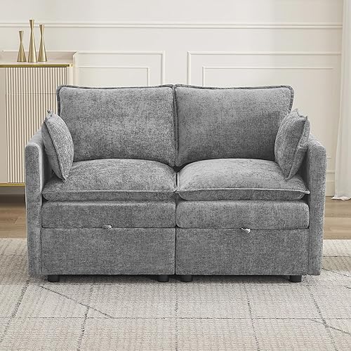 Miniatura 60 de Cloud - Sofá modular de 3 plazas de 80 pulgadas con otomana de almacenamiento, sofá de almacenamiento tapizado con asiento profundo, sofá