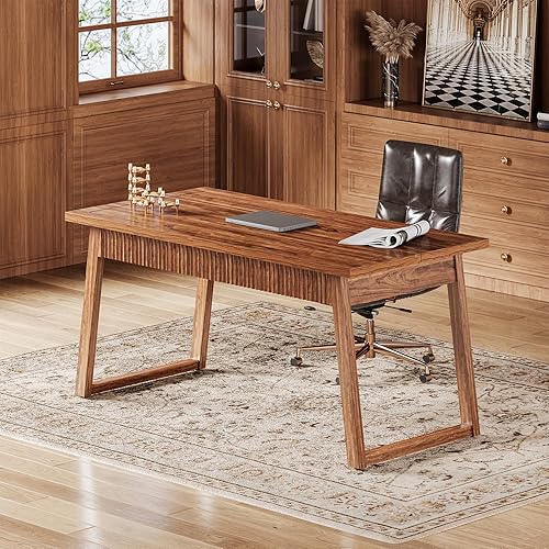 Miniatura 7 de LITTLE TREE Escritorio de oficina en casa de 55 pulgadas con cajón, mesa de estudio simple de madera de estilo minimalista moderno, escritorio