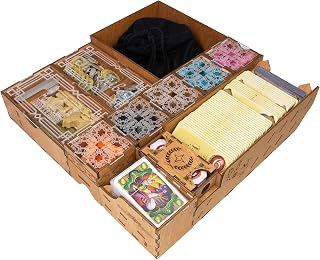 SMONEX Organizer Insert Compatible with Five Tribes and All Expansions - Ideal Board Game Organizer for Vertical Storage - Laser Engraved Insert Suitable for the 5 Tribes Board Game