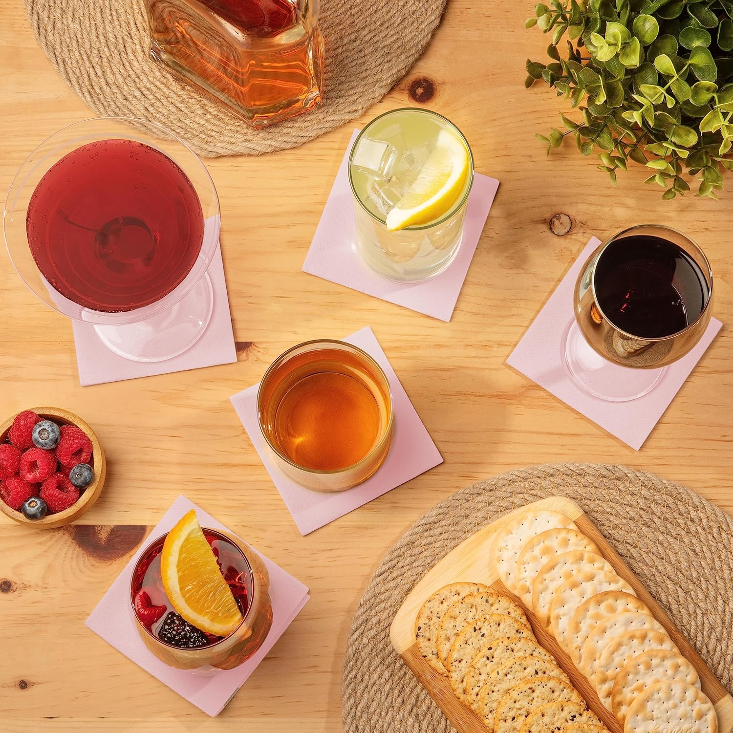 AH AMERICAN HOMESTEAD カクテルナプキン - S 4インチx4インチ リネンのような使い捨てドリンクバーナプキン