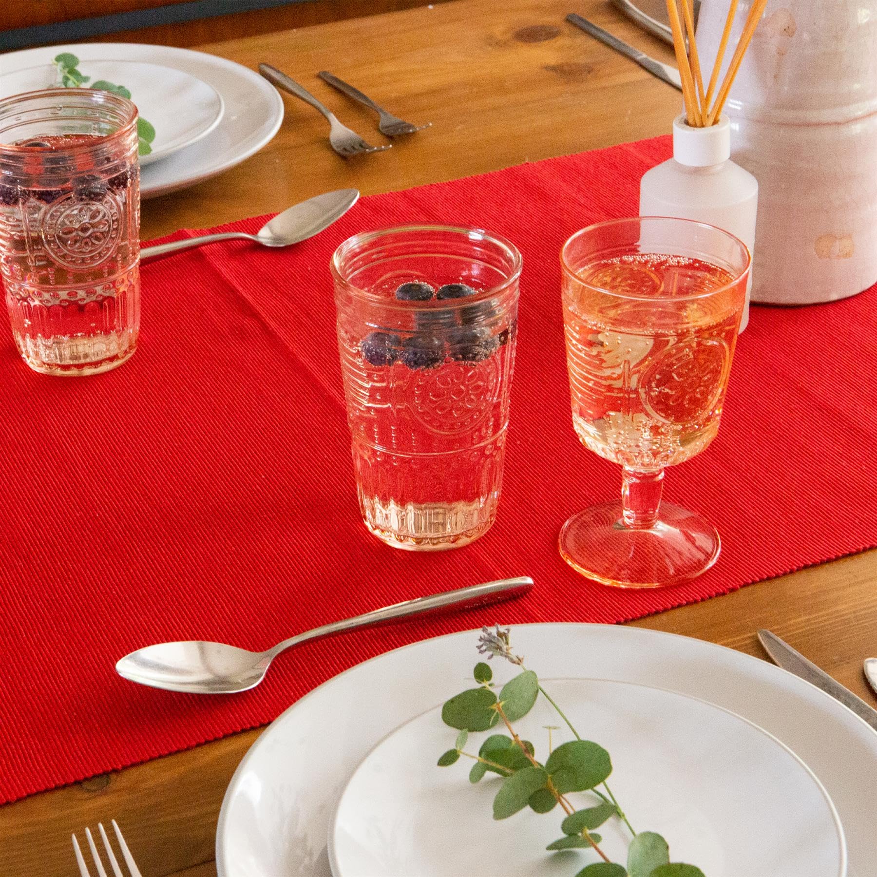 Bormioli Rocco Romantique Verres à vin - Floral décoré Boho Rouge Blanc Stemware Gobelets - 320ml - Rouge - Paquet de 12