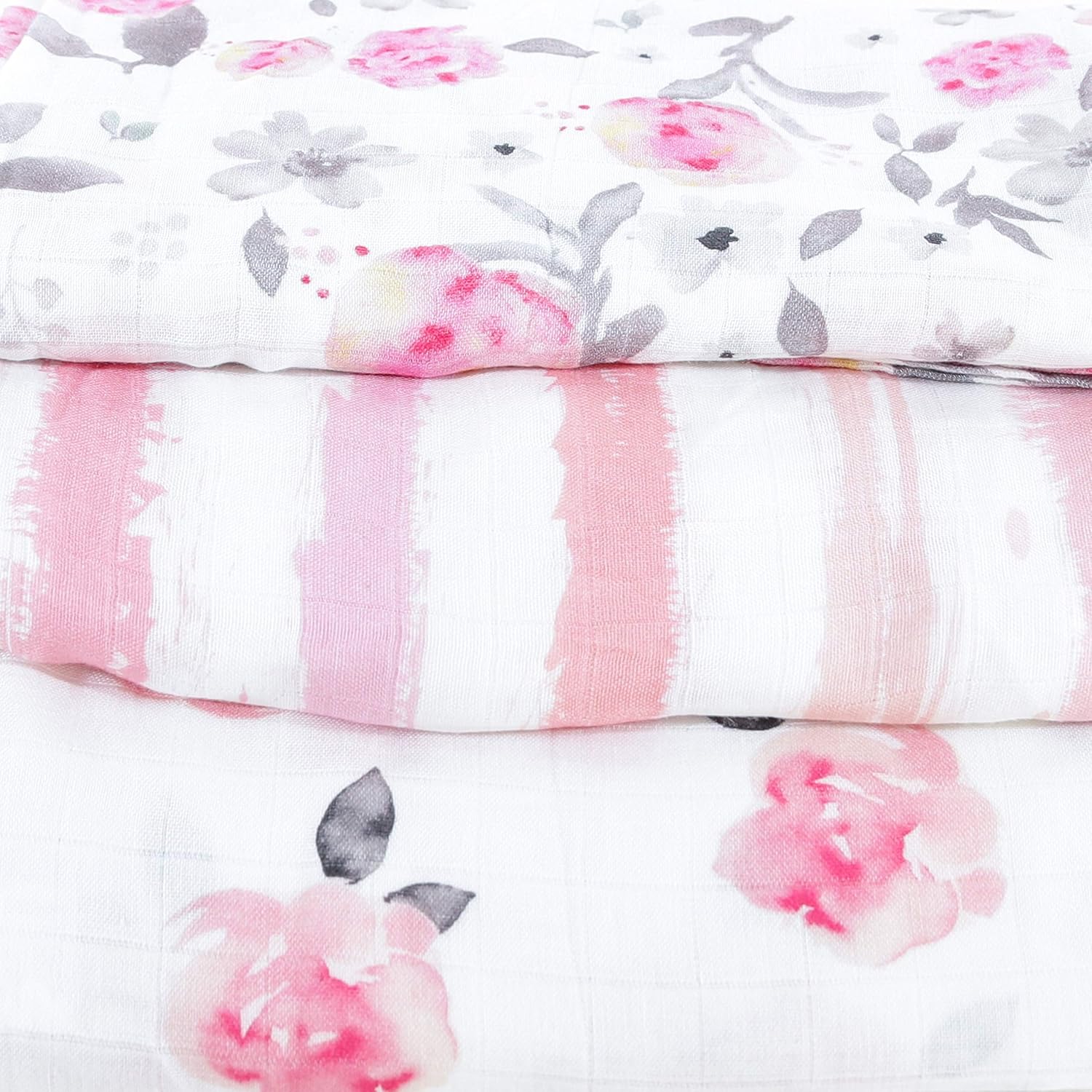 Kids N’ Such Extra-Large Muslin Baby Swaddle Blanket, Petal, 47 x 47, 3 Pack : Baby