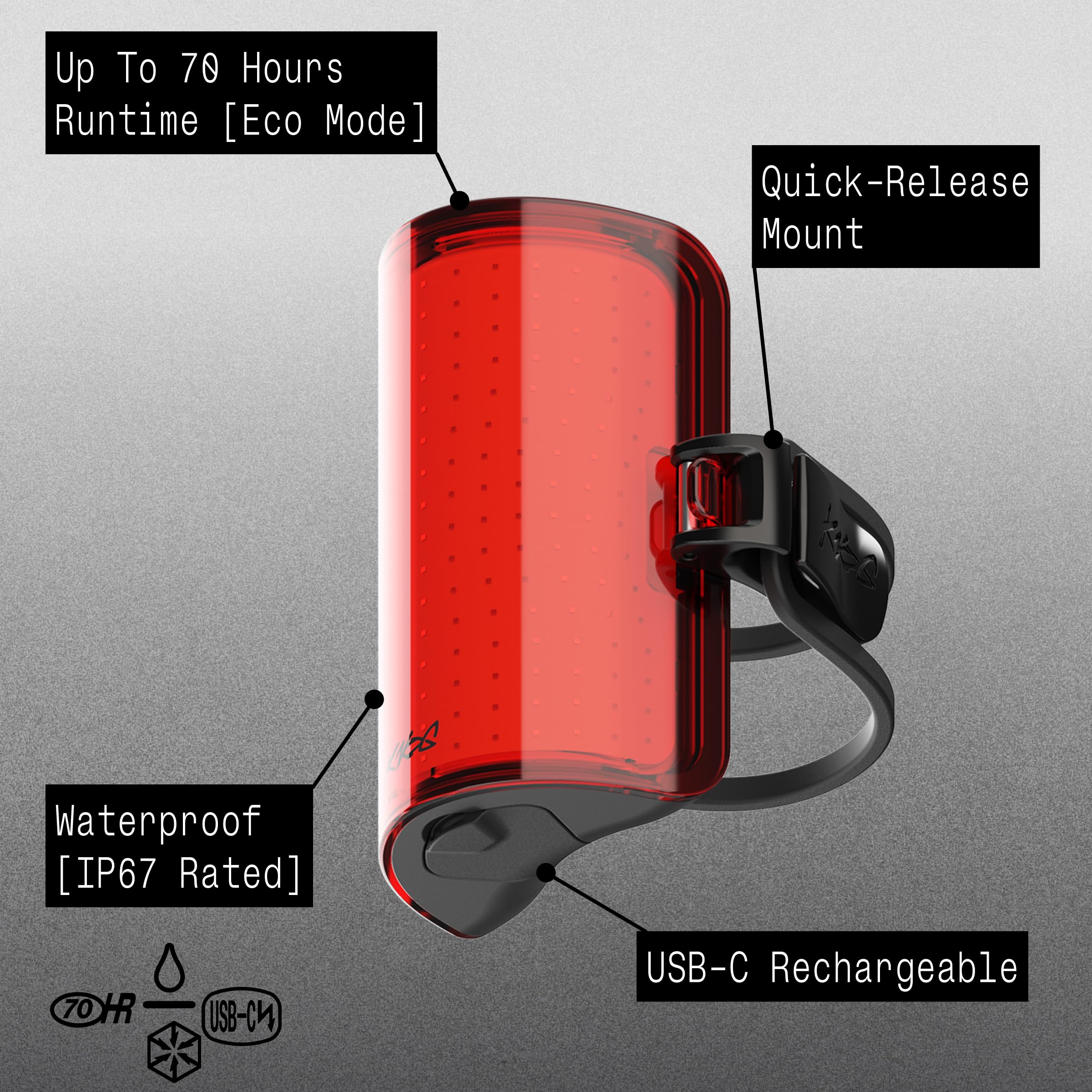 Knog Blinder 1000 et Cobber Reflex Ensemble de feux de vélo 1000 lumens avant et arrière 170 lumens rechargeables par USB, 6 + 1 modes d'éclairage, étanchéité IP67, faisceau 330°, corps compact en