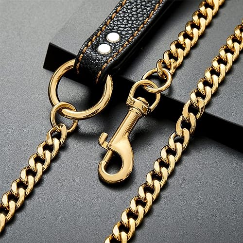 Miniatura 5 de Petoo Cadena cubana dorada de 3.4 pies para perros hembras y niños, correa de entrenamiento para perros pequeños, medianos y grandes, resistente e