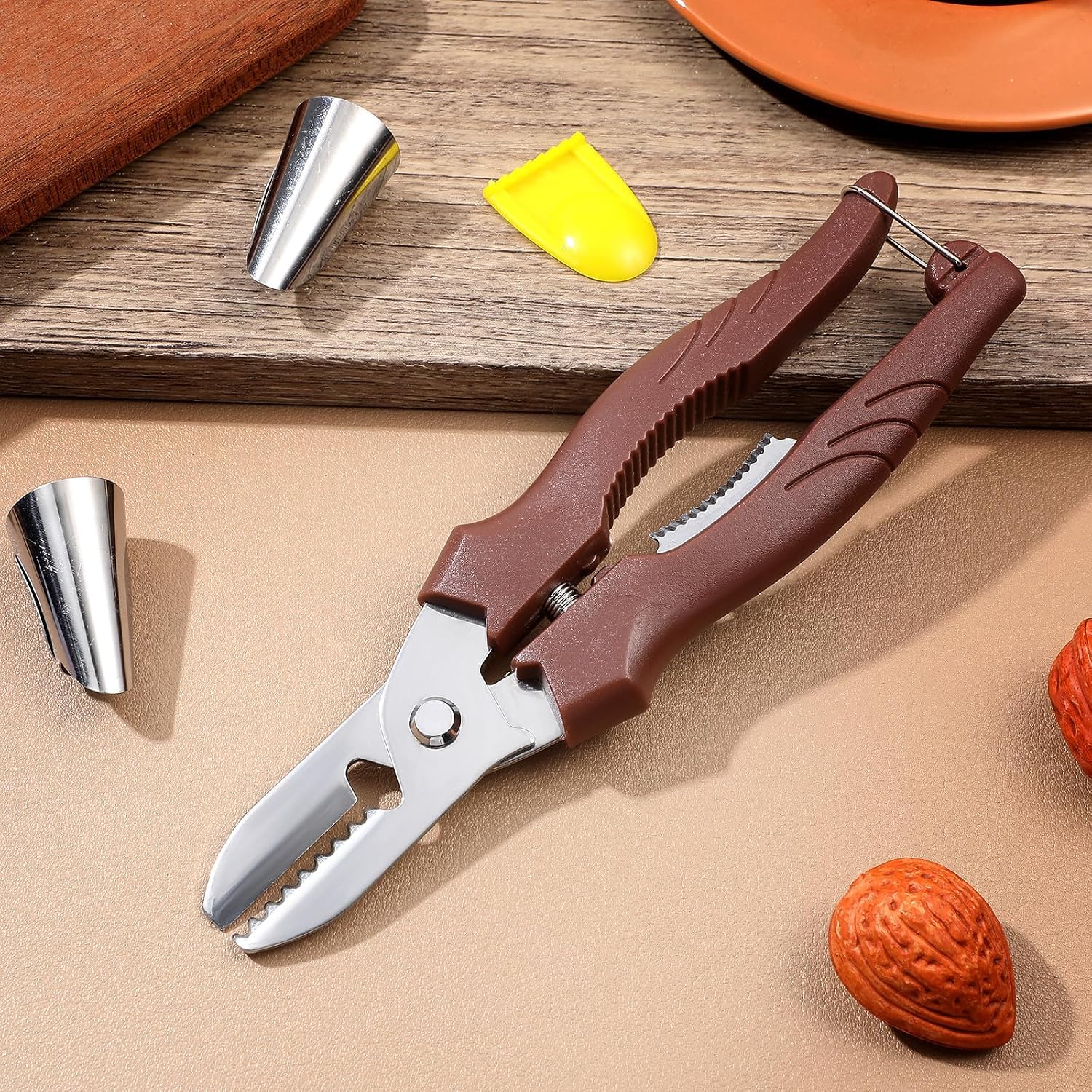 Stainless Steel Nut Cracker for Hazelnut and Nut with Strong Construction and Safe Operation Brown Chestnut Cutter Tool for Manual Kitchen Use