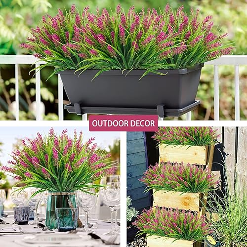 Miniatura 3 de Agusbagli 24 Bundles Artificial Grass Fake Plants, Outdoor Fake Monkey Grass Greenery UV Resistant Faux Plastic Shrubs Arrangement for Patio Garden