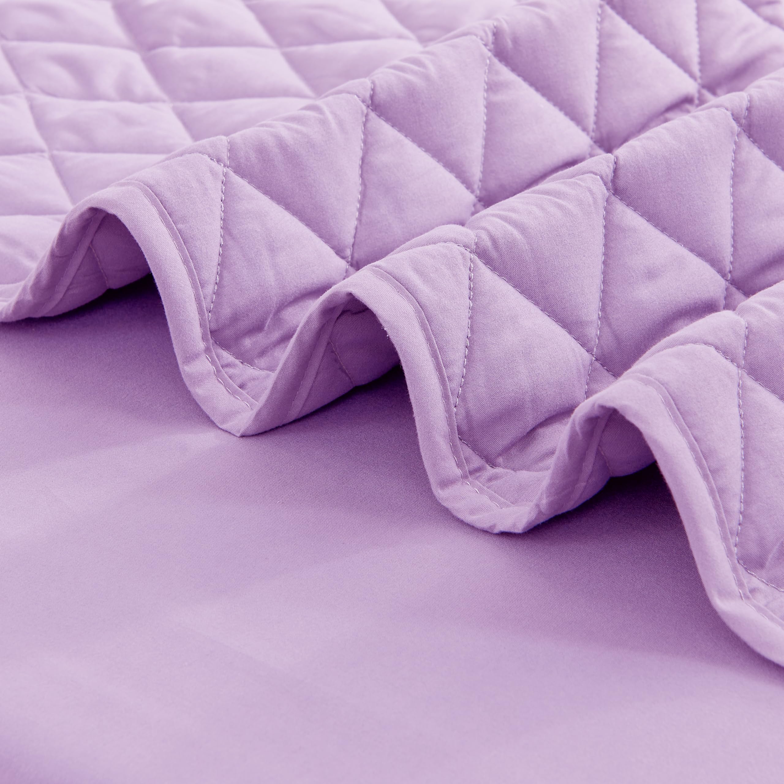 Juego de ropa de cama morado para niñas, juego de cama de 4 piezas para niñas, juego de edredón de color sólido con edredón ligero, sábana encimera, sábana bajera y funda de almohada