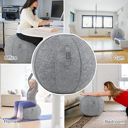 Miniatura 7 de Pelota de yoga, silla antideslizante de estabilidad, pelota de gimnasio grande de 25 pulgadas para fitness, equilibrio y entrenamiento central con