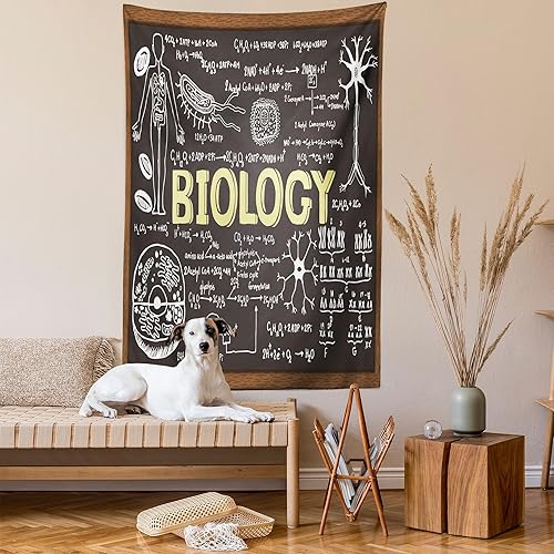 Miniatura 2 de Ambesonne Tapiz de ciencia, pizarra negra de biología escrita a mano, decoración de tela para colgar en la pared para dormitorio, sala de estar,