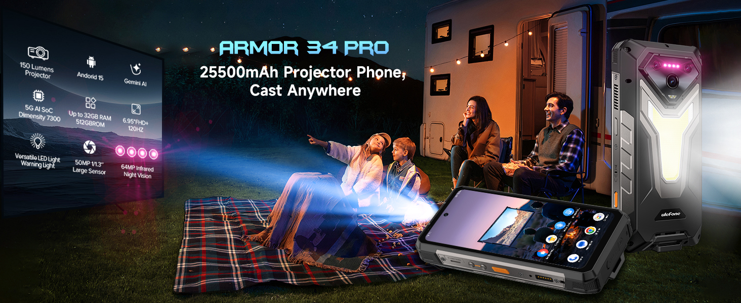 ulefone armor 34 pro プロジェクター　ナイトビジョン Amazon.com: Ulefone Armor 34 PRO 5G AI Rugged Smartphone